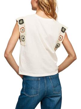 T-Shirt Pepe Jeans Ophelia Beige per Donna