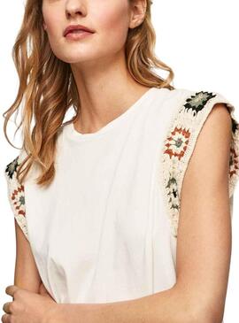 T-Shirt Pepe Jeans Ophelia Beige per Donna