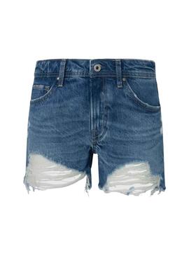 Shorts Pepe Jeans Trinciatrice Blu per Donna