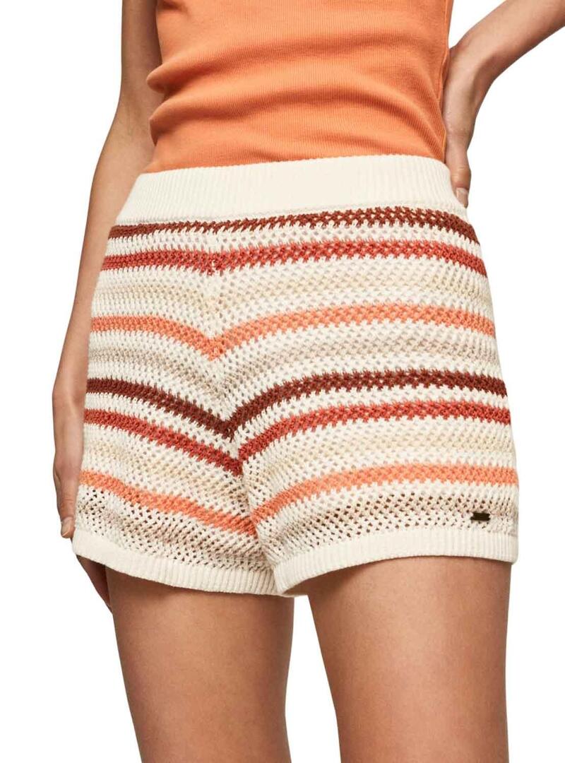 Shorts Pepe Jeans Francesca Beige per Donna