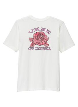 T-Shirt Vans Rose Bianco per Bambina