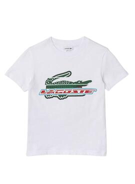 T-Shirt Lacoste Vintage Bianco per Bambino