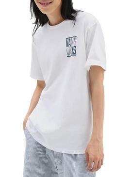 T-Shirt Vans Stacked Bianco per Donna