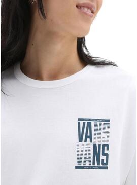 T-Shirt Vans Stacked Bianco per Donna