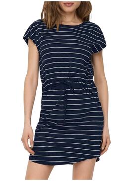 Vestito Only May Blu Navy Strisce per Donna