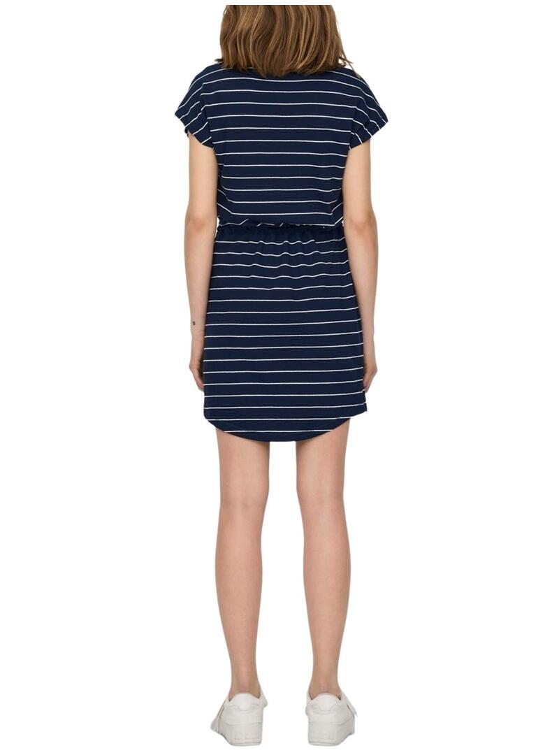 Vestito Only May Blu Navy Strisce per Donna