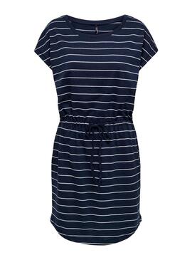 Vestito Only May Blu Navy Strisce per Donna