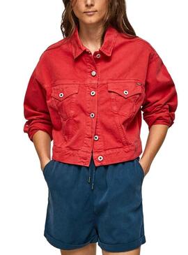 Giubbotto Denim Pepe Jeans Foxy Rosso per Donna