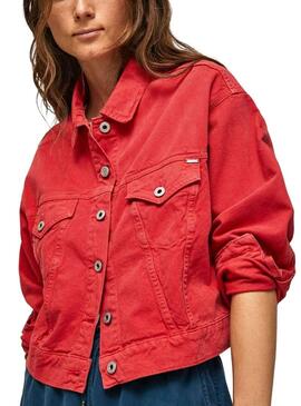 Giubbotto Denim Pepe Jeans Foxy Rosso per Donna