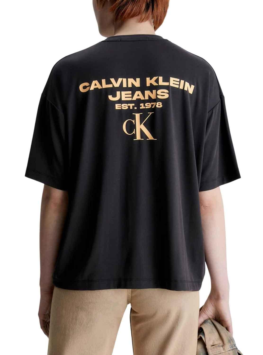 T-Shirt Calvin Klein Logo Modale Nero per Uomo