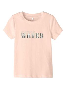 T-Shirt Name It Fleur Arancione per Bambina
