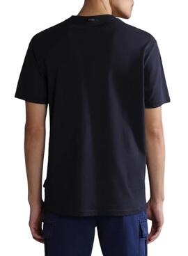T-Shirt Napapijri Bollo Blu Navy per Uomo