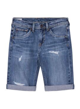 Bermuda Pepe Jeans Cashed Repair Blu Bambino