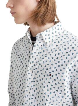 Camicia Tommy Jeans Flower Bianco e Verde