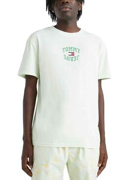 T-Shirt Tommy Jeans Arched Verde per Uomo