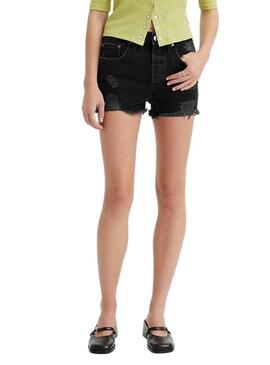 Short Levis 501 Nero Rotos per Donna