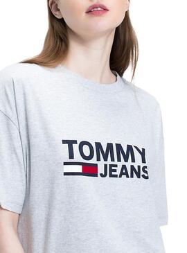 T- Shirt Tommy Jeans Flag Grigio
