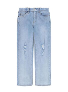 Pantaloni Jeans Levis Wide Gamba Blu per Bambina
