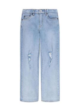 Pantaloni Jeans Levis Wide Gamba Blu per Bambina