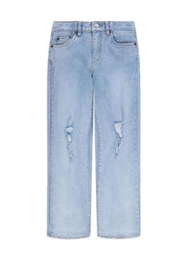 Pantaloni Jeans Levis Wide Gamba Blu per Bambina