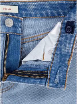 Pantaloni Jeans Levis Wide Gamba Blu per Bambina