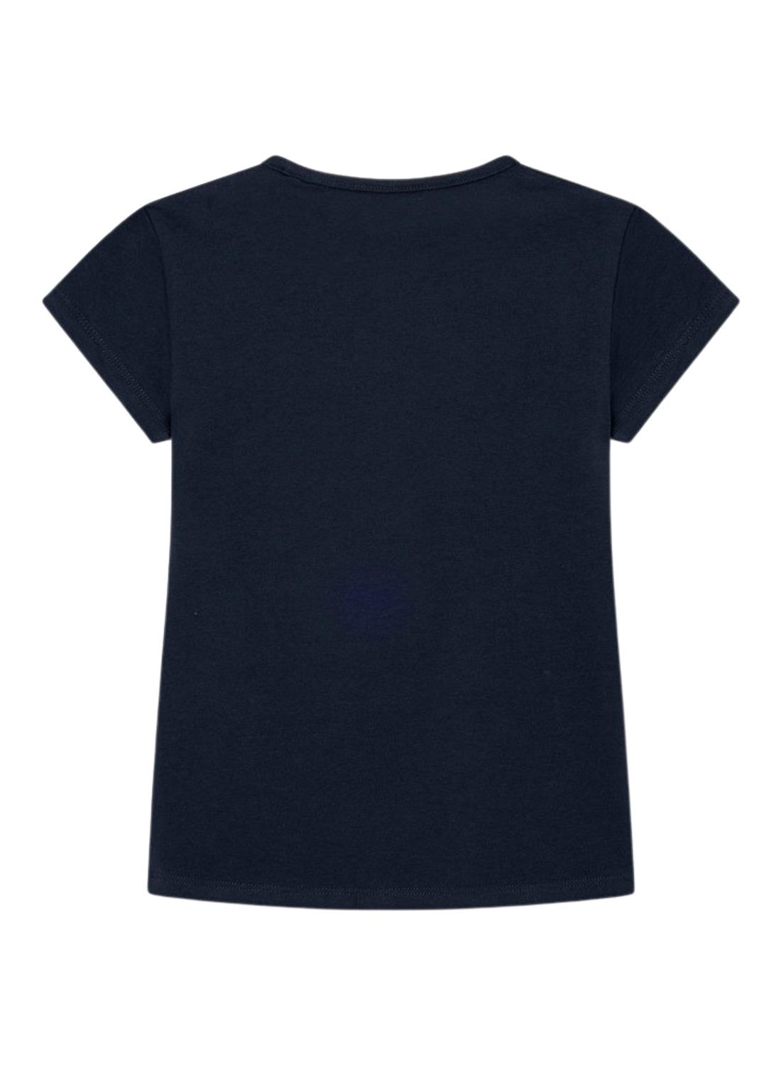 T-Shirt Pepe Jeans Hana Glitter Blu Navy per Bambina