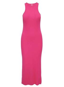 Vestito Only Belia Long spacco Rosa per Donna