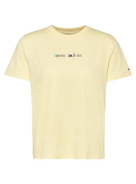 T-Shirt Tommy Jeans Serif Giallo per Donna