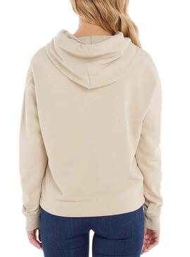 Felpa Tommy Jeans Boxy Logo Beige per Donna