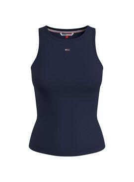 T-Shirt Tommy Jeans Rib Tank Blu Navy per Donna