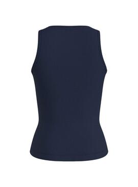 T-Shirt Tommy Jeans Rib Tank Blu Navy per Donna