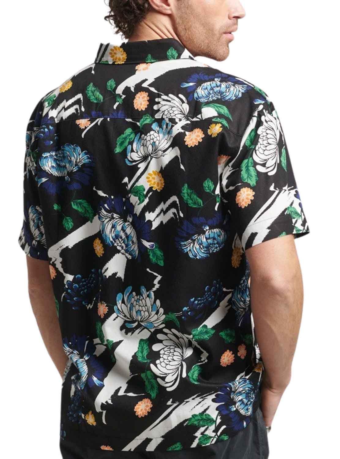 Camicia Superdry Hawaiano Nero per Uomo
