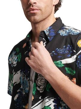 Camicia Superdry Hawaiano Nero per Uomo