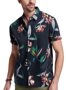 Camicia Superdry Hawaiano Blu Navy per Uomo