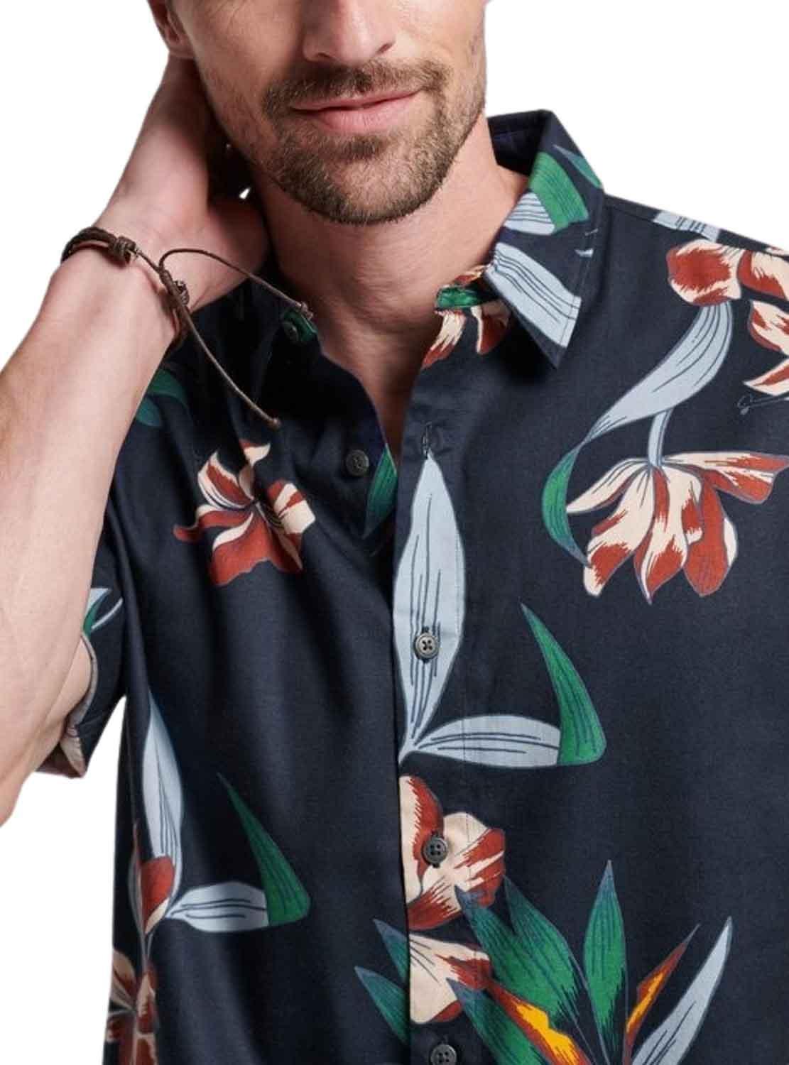 Camicia Superdry Hawaiano Blu Navy per Uomo