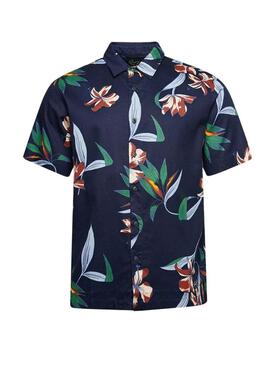 Camicia Superdry Hawaiano Blu Navy per Uomo