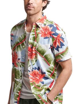 Camicia Superdry Hawaiano Bianco per Uomo