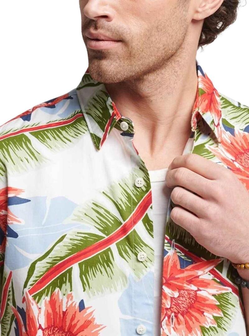 Camicia Superdry Hawaiano Bianco per Uomo