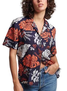 Camicia Superdry Beach Resort Blu Navy per Donna