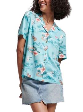 Camicia Superdry Beach Resort Blu per Donna