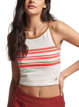 Top Superdry Vintage Stripe Bianco per Donna