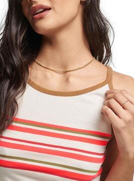 Top Superdry Vintage Stripe Bianco per Donna