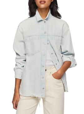 Overshirt Pepe Jeans River Blu per Donna