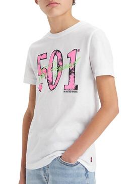 T-Shirt Levis 501 Bianco per Bambino