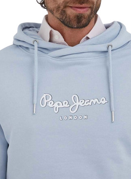 Felpa Pepe Jeans Edward Hoodie Blu per Uomo