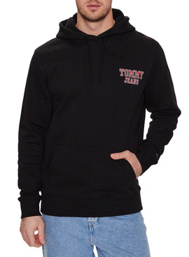 Felpa Tommy Jeans Reg Entry Nero per Uomo