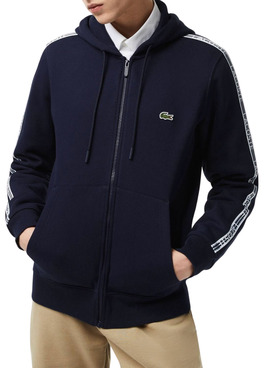 Felpa Lacoste Classic Zip Blu Navy per Uomo