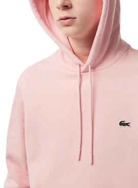 Felpa Lacoste Con Cappuccio Rosa per Uomo