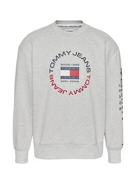 Felpa Tommy Jeans Relaxed per Uomo Grigio