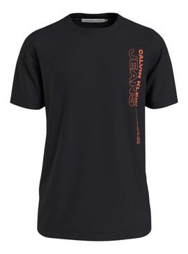 T-Shirt Calvin Klein Stacked Nero per Uomo